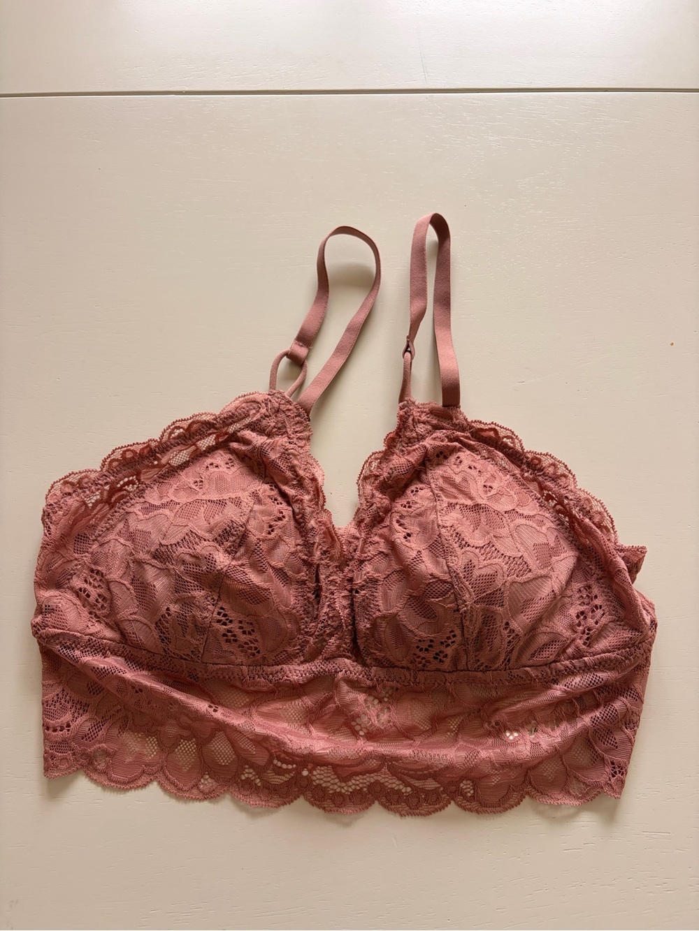 aerie NEW Rose Lace Longline Bralette - Dusty Rose